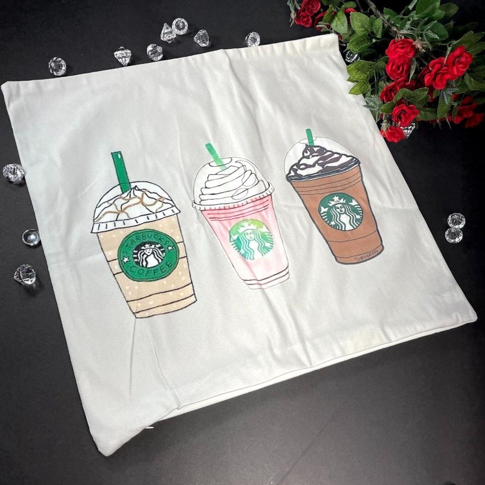 Vanilla, Strawberry Chocolate Frappuccino Decorative Pillowcase